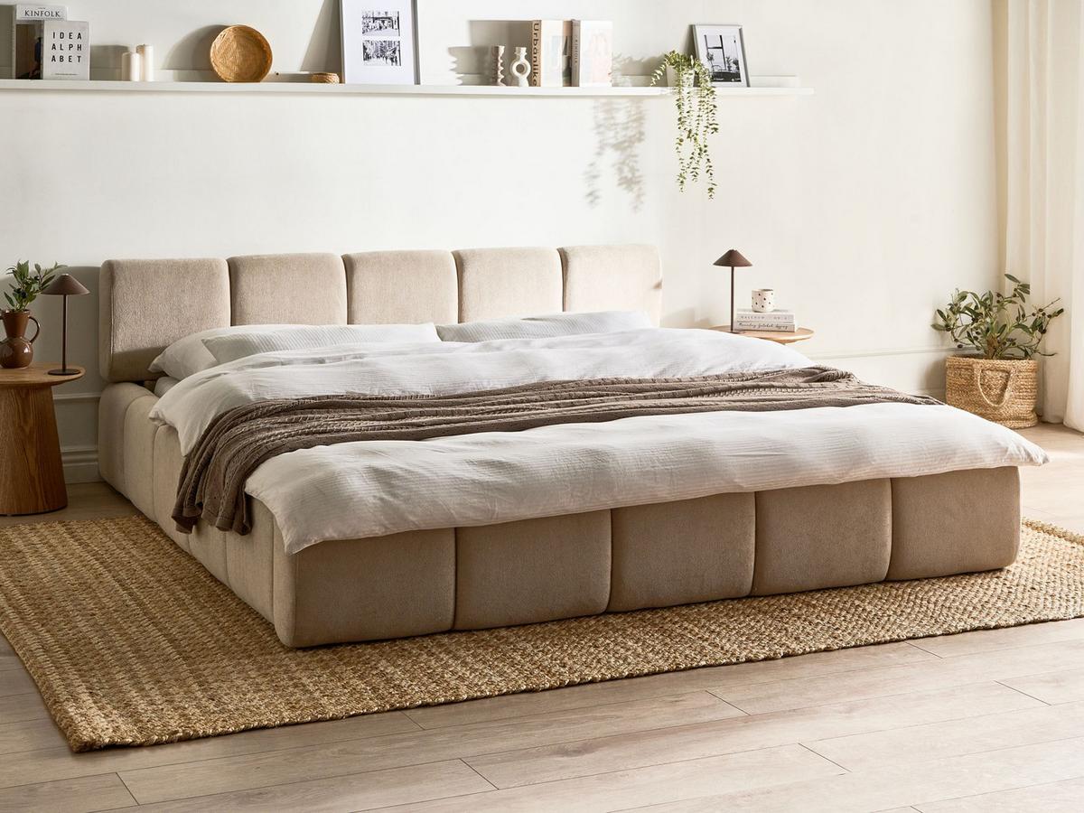 BETT mit Lattenrost 180/200 cm Stoff Taupe Orville - Taupe, Textil (180/200cm) - Beliani