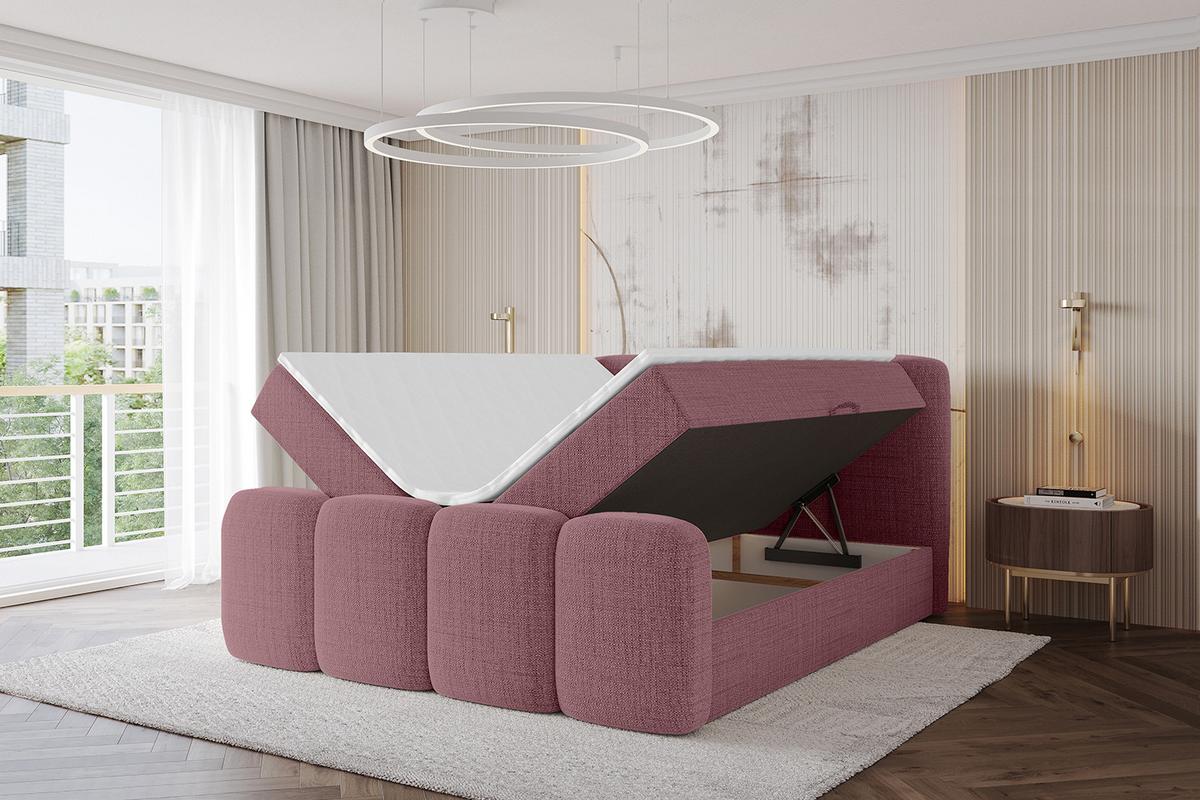 BOXBETT mit Matratze H4 und Lattenrost - NINA-Z - 180x200 cm Aragon - Altrosa - Pink, Holzwerkstoff (180/200cm) - ALTDECOR