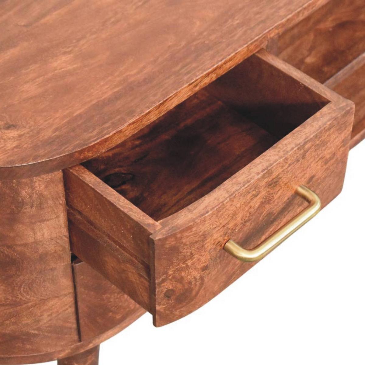 MEDIENEINHEIT mit Wine-Wood-Oak-Finish, 4 Schubladen, 2 offene Ablagen, T-Bar-Griffe, braun - Goldfarben/Braun, Holz/Metall (110/48/35cm) - Artisan Furniture