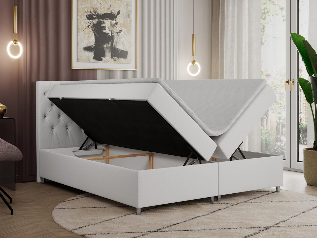 BOXBETT ROMA 120/200 - Weiß Kunstleder - H3 - Weiß, Holz/Textil (120/200cm)
