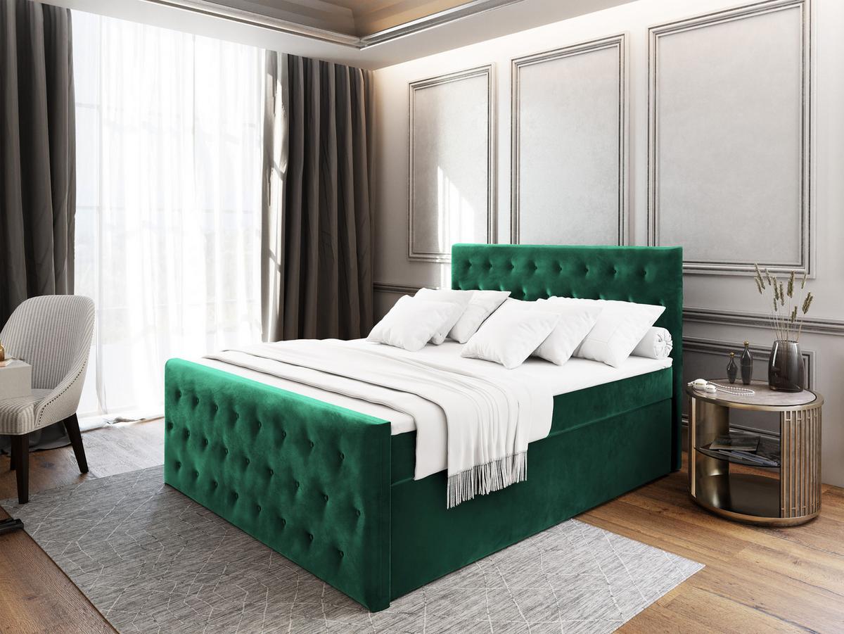 BOXBETT FONDI 140x200 cm mit Matratze und Topper - Grün - Grün, Holz (140/200cm) - MASSENO