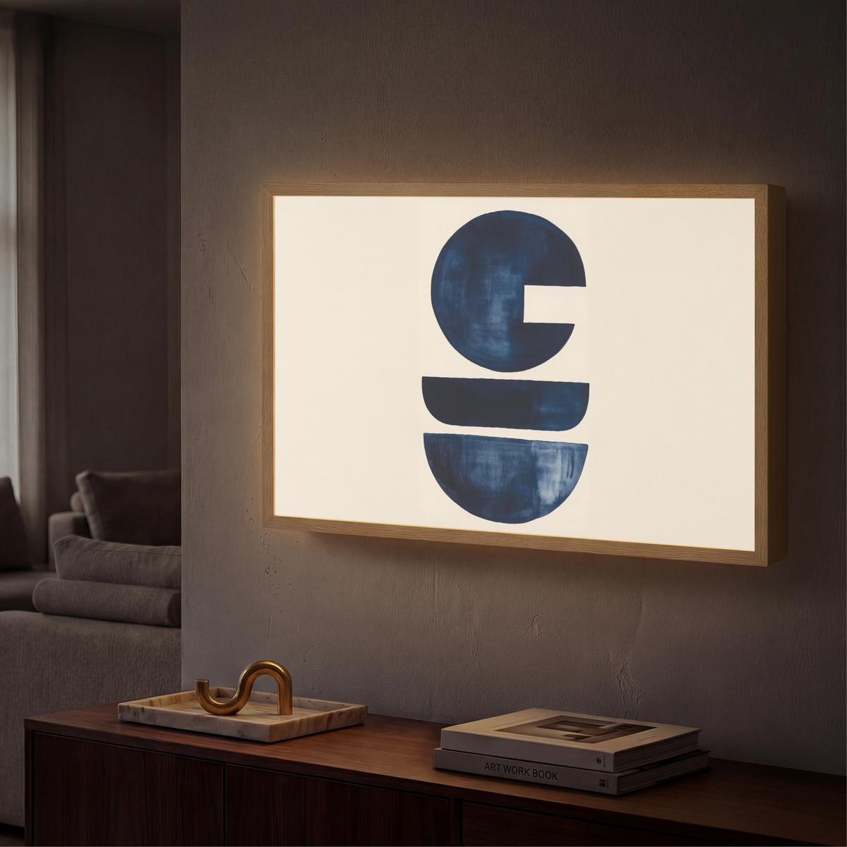 WANDLEUCHTE MIT AKKU Formen - Blau - Abstrakt 60x40 cm - Dunkelblau, Holzwerkstoff (60/40/8cm) - OnlyWow
