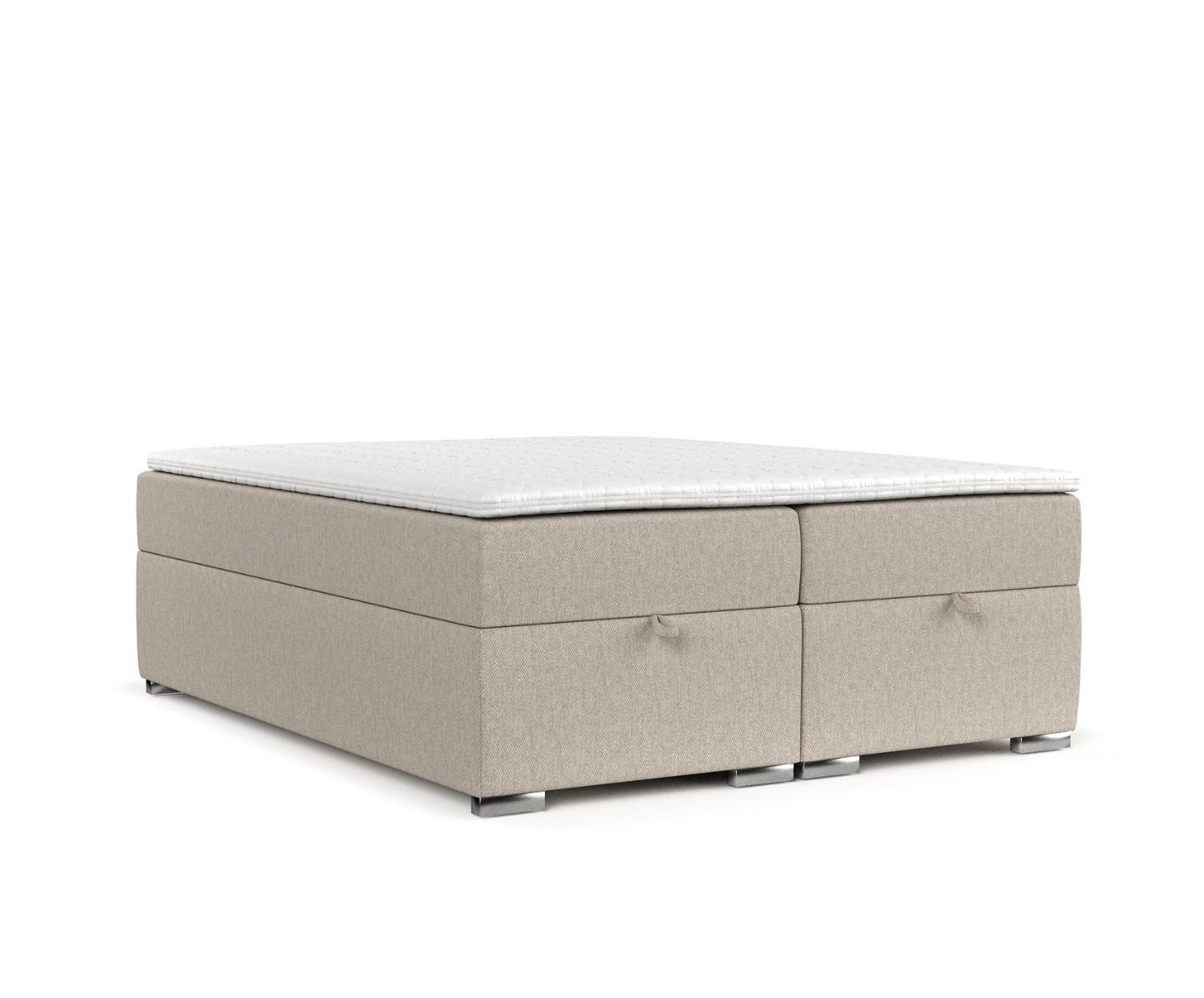 BOXBETT Reto 120/200 cm Hellbeige im Megan Stoff - Sandfarben/Chromfarben, Holz/Holzwerkstoff (120/200cm) - AltaBeds