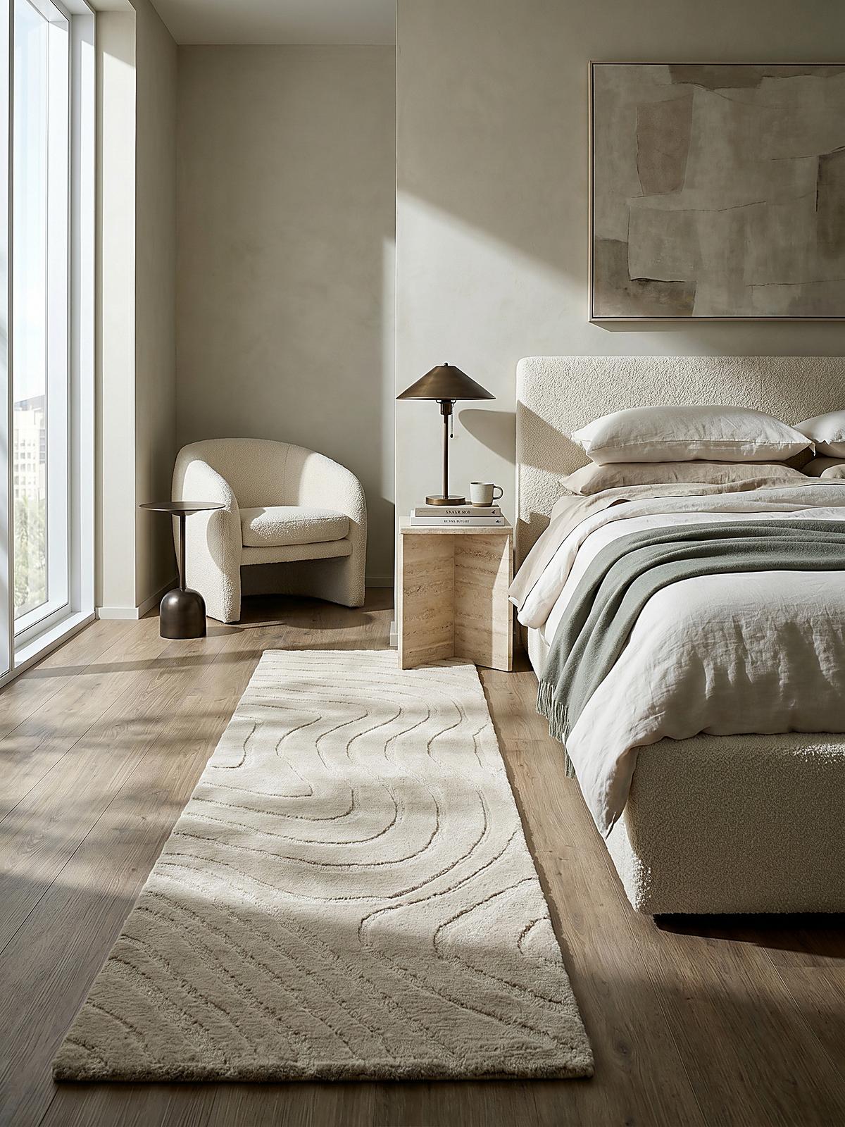 WOLLTEPPICH LEVEN, abstrakt, Beige, 60 x 230 cm - Beige, Textil (230/60cm) - KADIMA DESIGN