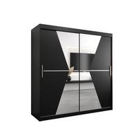 SCHWEBETÜRENSCHRANK 200/200/62 2-türig - Silberfarben/Schwarz, Holz/Kunststoff (200/200/62cm) - MÖBEL KRYSPOL