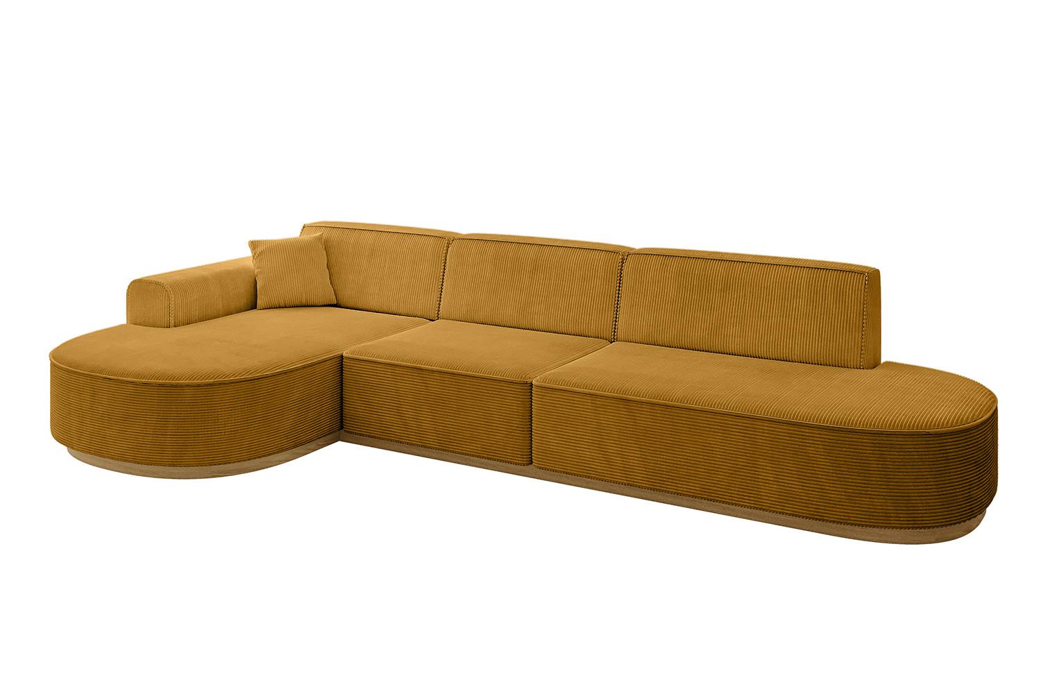 ECKSOFA Ottomane Links MARI-L2-v2 - 328x171x83 cm Senfgelb Cord - Gelb, Holzwerkstoff/Textil (328/171cm) - ALTDECOR