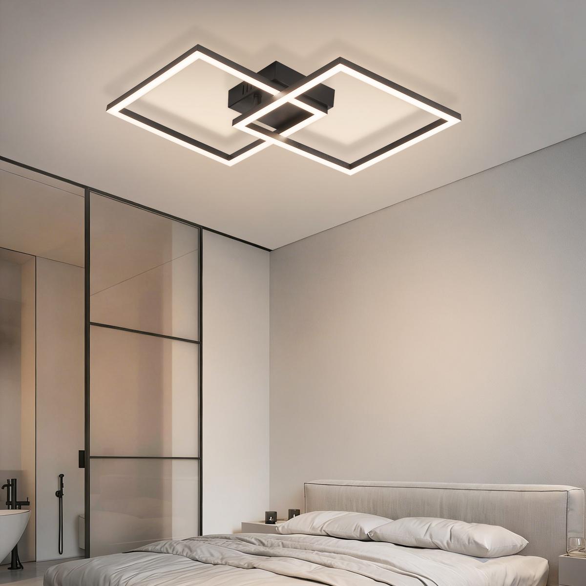 LED DECKENLEUCHTE Delwynne 39.5/39.5/6.7 cm - Schwarz, Kunststoff (39.5/39.5/6.7cm) - ZMH