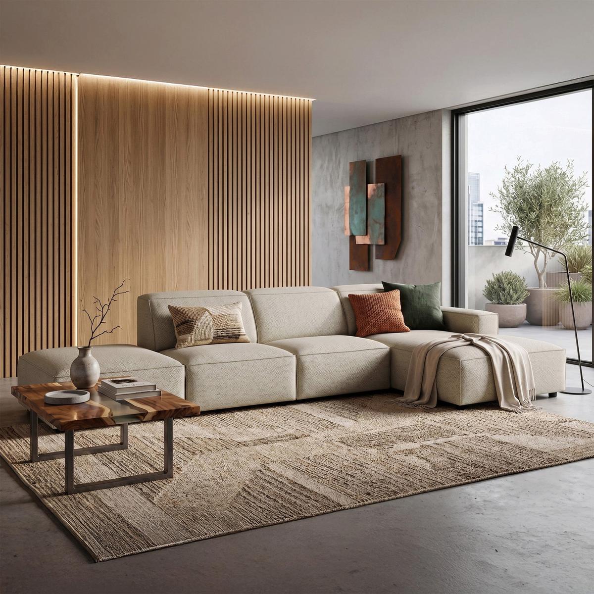 ECKSOFA Sellmo 344 cm - Taupe/Schwarz, Kunststoff/Textil (350/166cm) - Selsey