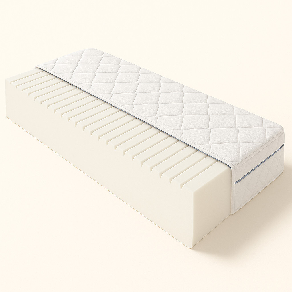 Kaltschaummatratze auf beigen Hintergrund