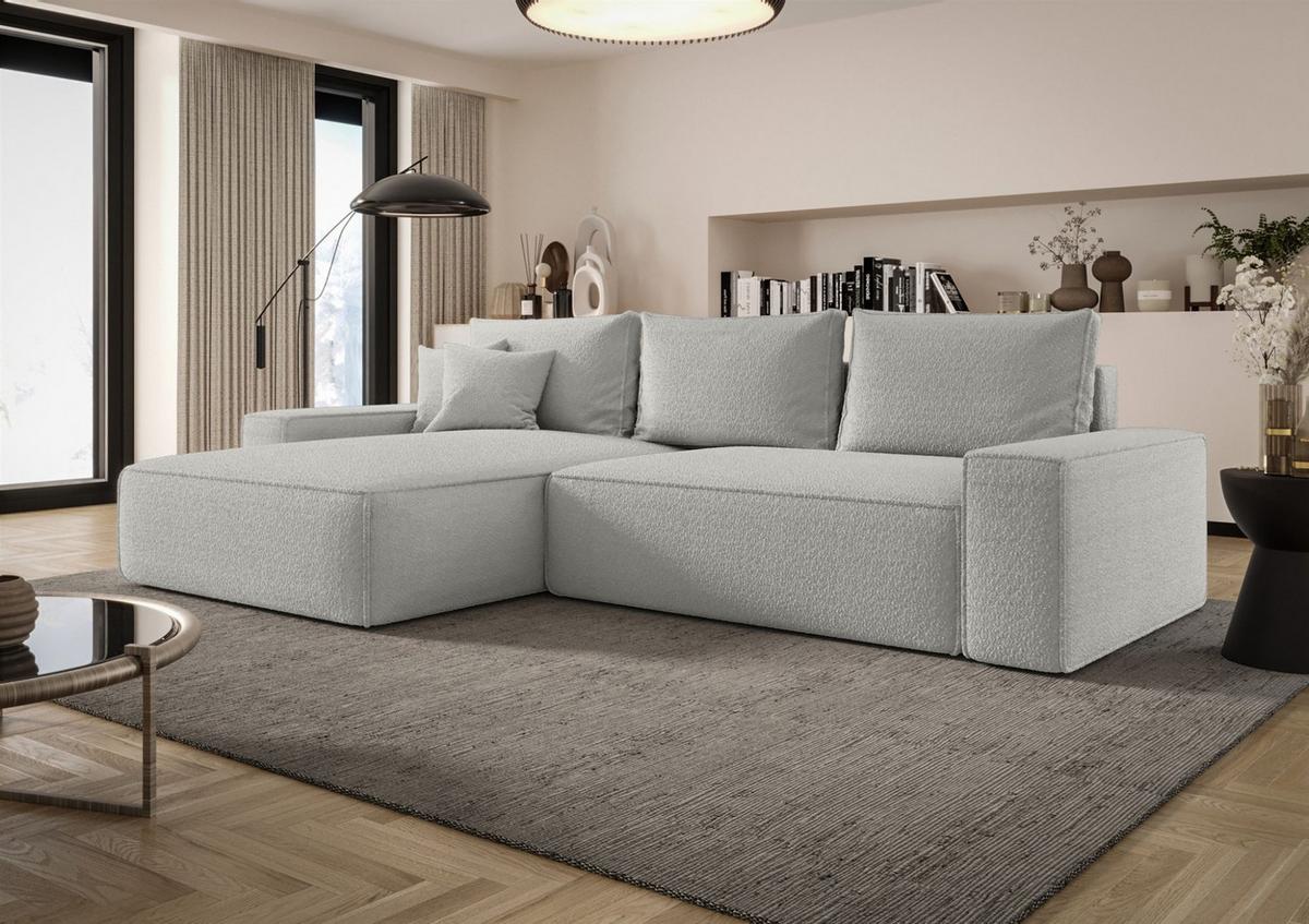 ECKSOFA Walken Mit Schlaffunktion - Hellgrau, Holzwerkstoff/Textil (280/185cm) - Fun Möbel