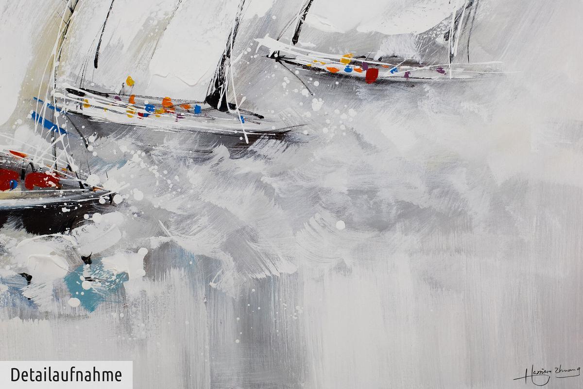 ACRYLBILD HANDGEMALT 120/60 cm - Grau, Holz/Textil (120/60cm) - KUNSTLOFT