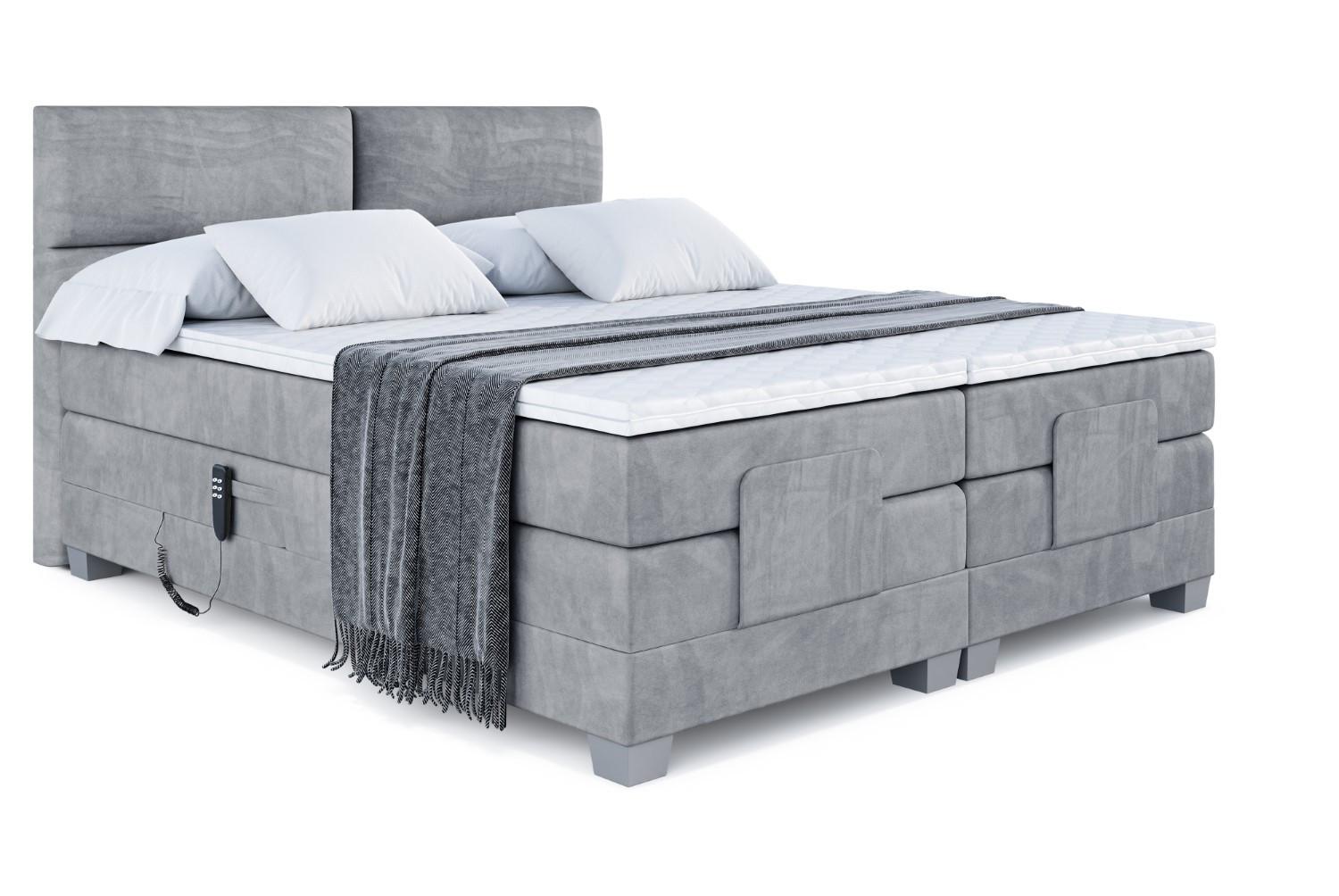BOXSPRINGBETT elektrisch verstellbar mit 2 Matratzen H4/Taschenfederung MAYA EL 160 x 200 Hellgrau - Hellgrau, Holzwerkstoff (167/200cm) - ALTDECOR