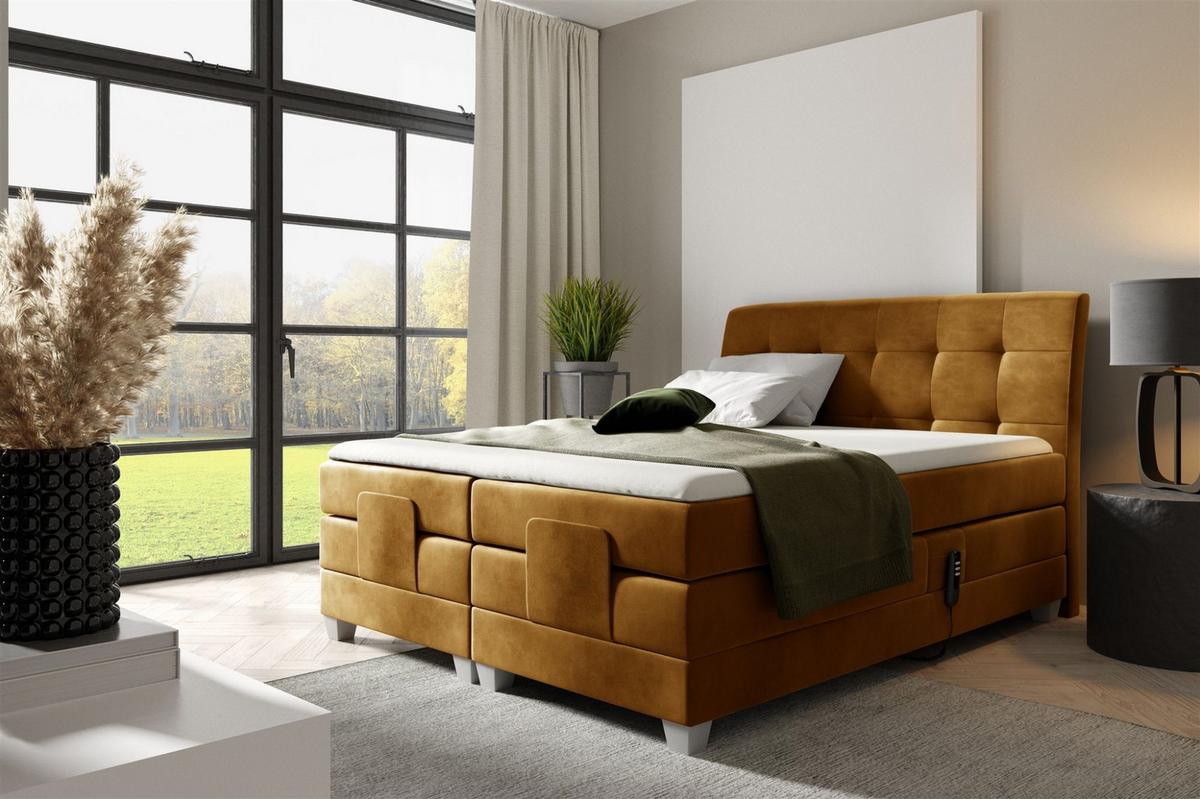 BOXSPRINGBETT Elektrisch Franco - Gelb, Holzwerkstoff/Textil (160/200cm) - Fun Möbel