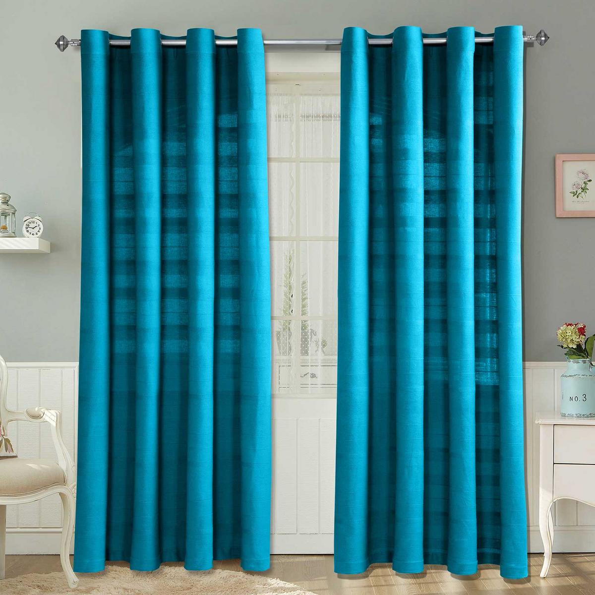 ÖSENVORHANG Rajput blickdicht 2er-Set, 167/182 cm - Petrol, Textil (167/182cm) - Homescapes