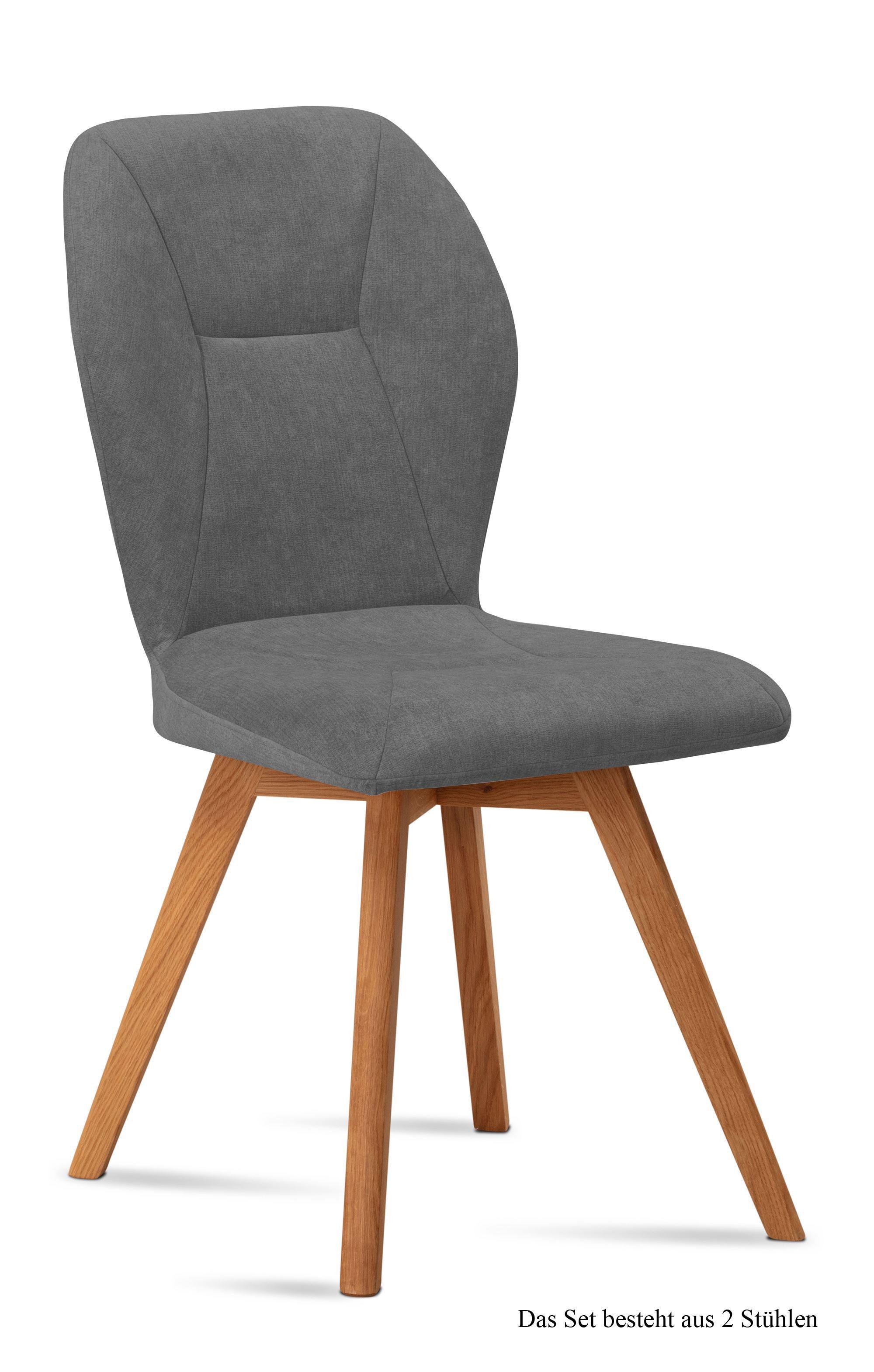 ESSZIMMERSTUHL (2er-Set) Donia 51x92x60 Eiche geölt/Grau - Eichefarben/Grau, Kunststoff (60/92/51cm) - 58aufmkessel