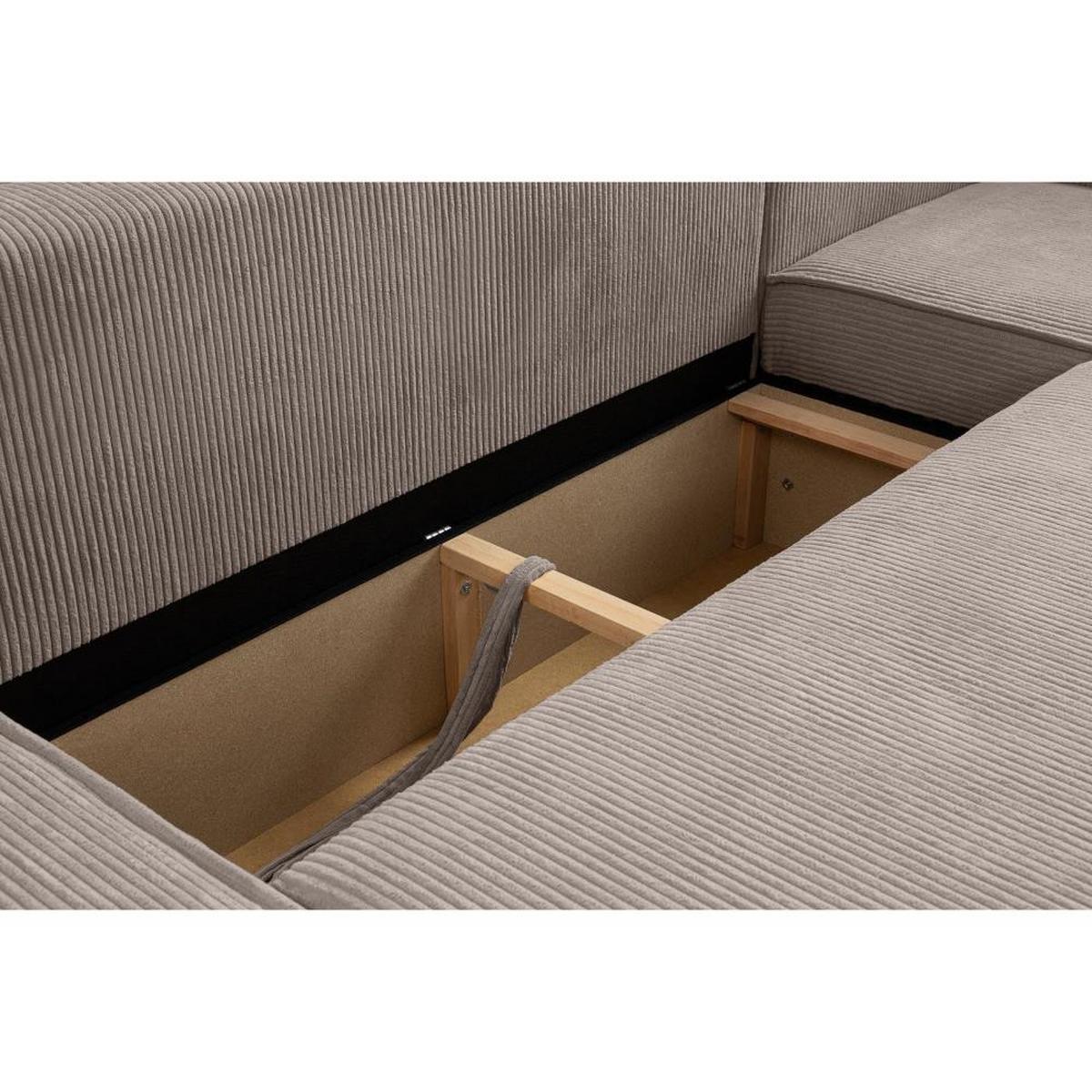 WOHNLANDSCHAFT Hektor U mit Schlaffunktion, 377 cm, cappuccino - Schwarz/Cappuccino, Kunststoff/Textil (377/94/152cm) - Beautysofa