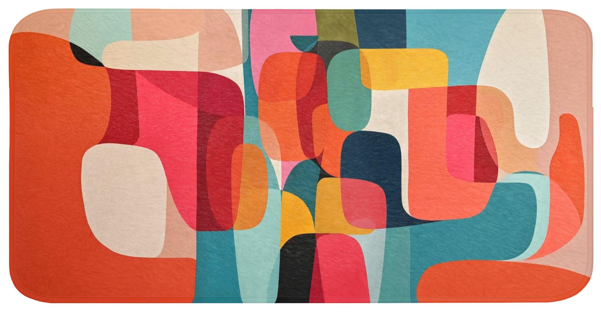 BADEMATTE Formen - Bunt - Abstrakt - Flugzeuge Badezimmerteppich 120x60 cm - Multicolor, Textil (120/60cm) - OnlyWow