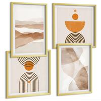 BILDER SET 4er Set - 50x50 cm & 40x60 cm Goldrahmen - Strukturen schattieren Minimalismus - Goldfarben, Kunststoff (50/50cm) - TULUP