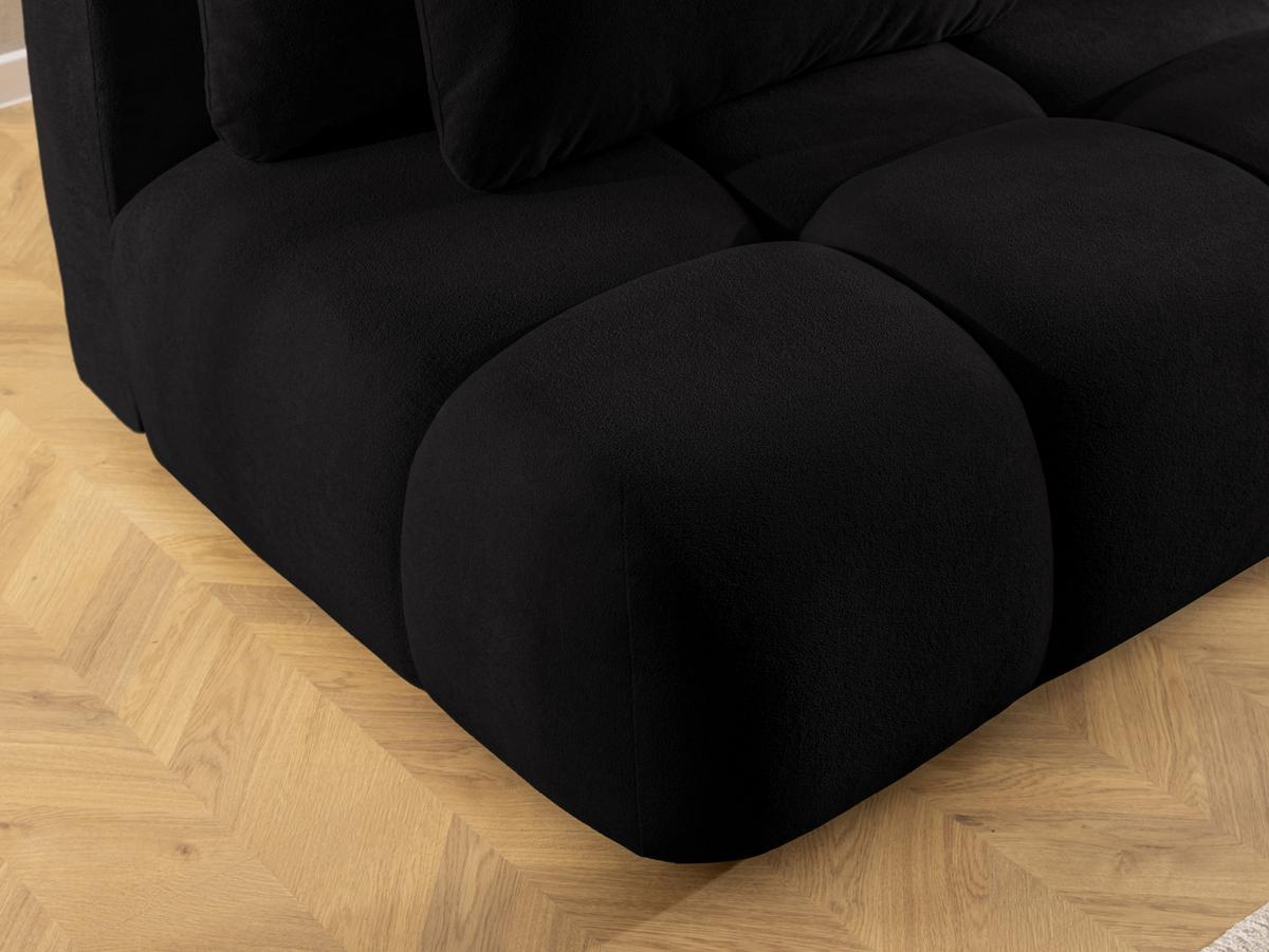 SCHLAFSOFA Belluno aus hochwertigem Schwarz Plüschstoff mit Bettkasten und tiefen Steppungen in Bubble-Optik - Schwarz, Holz/Kunststoff (205/87/105cm) - S-Style