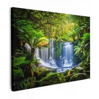 LEINWANDBILD Dschungel - Wasserfall - Australien - Pflanzen - Natur Wandbild 40x30 cm - Dunkelgrün, Textil (40/30cm) - MuchoWow
