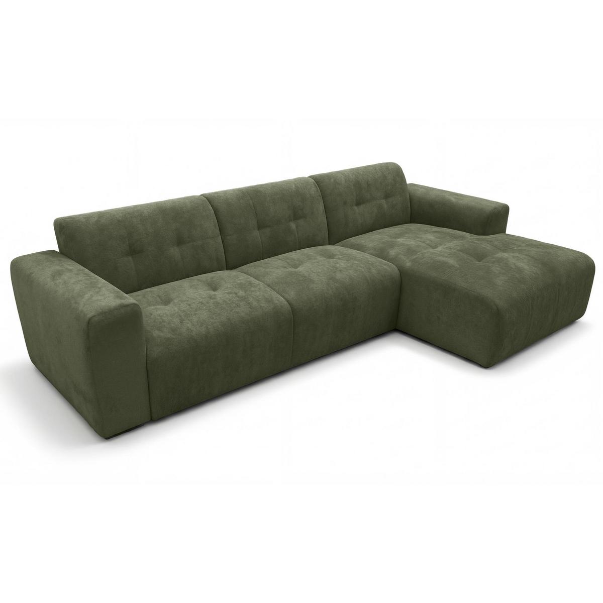 ECKSOFA L Form Corlu Grün 310/165/78 cm – stilvolle kleine Eckcouch Rechts - Schwarz/Grün, Kunststoff/Textil (165/310cm) - AX Living