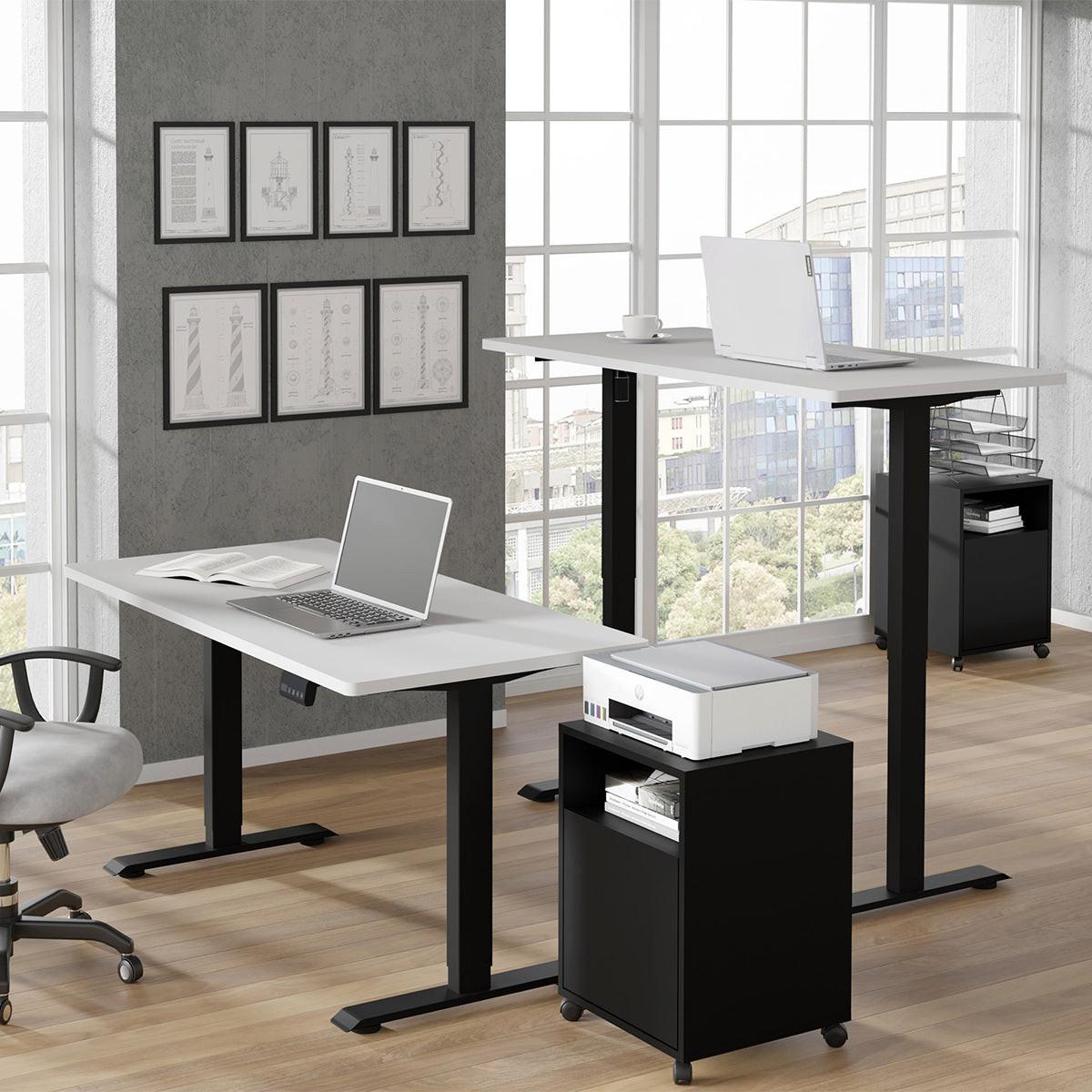SCHREIBTISCH Ergo Mattweiß und Schwarz - Schwarz/Weiß, Holzwerkstoff (140/70/73cm) - Petits-meubles