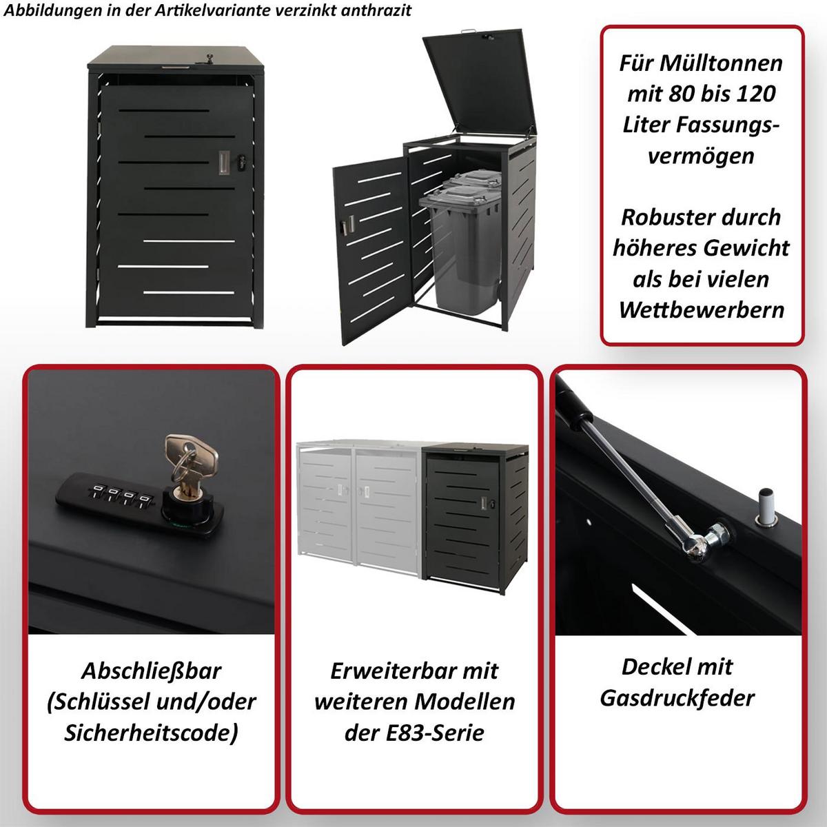 1ER-/2ER-MÜLLTONNENVERKLEIDUNG Anthrazit - Anthrazit, Metall (71/116/98cm) - MCW