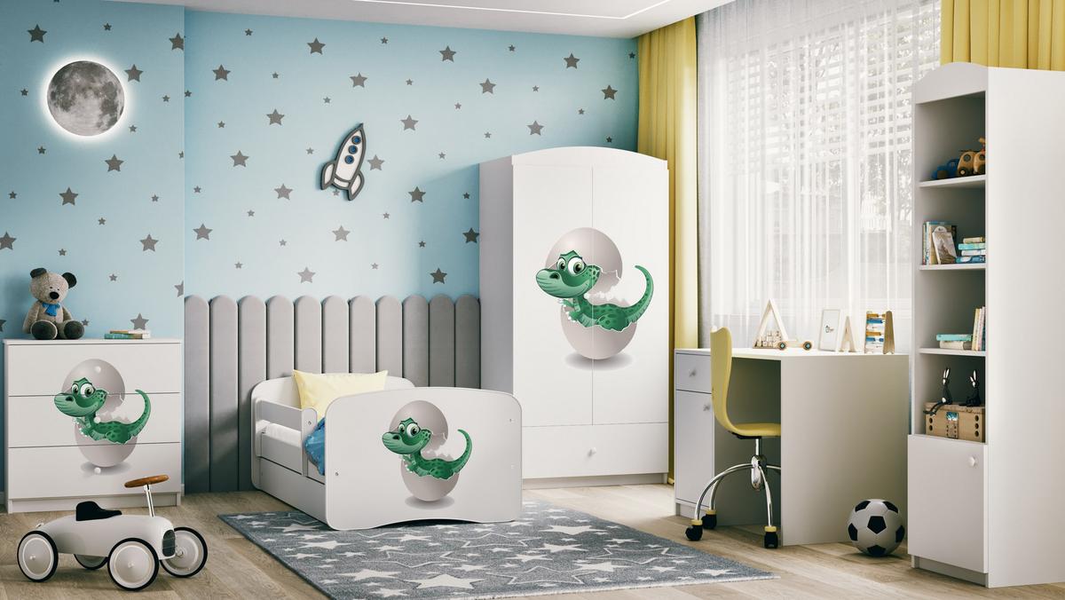 KINDERKLEIDERSCHRANK Kleiner Dino - Weiß, Holzwerkstoff (90/175/52cm) - RAUMHIRSCH FURNITURE