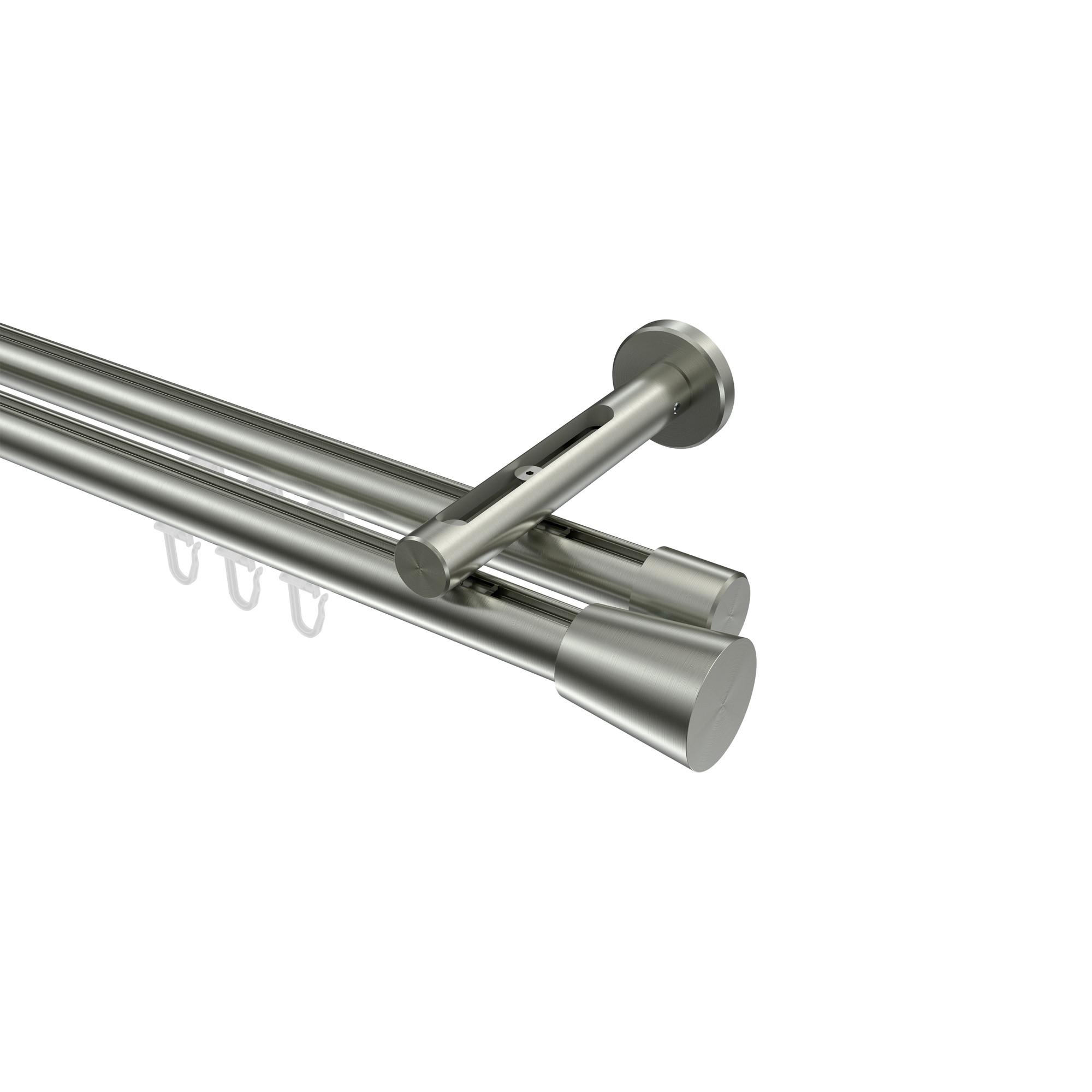 GARDINENSTANGE INNENLAUF Siteno Sitra 280 cm (geteilt in 2 x 140 cm), 2-läufig, 20 mm Ø Edelstahl-Optik - Edelstahlfarben, Metall (280cm) - INTERDECO