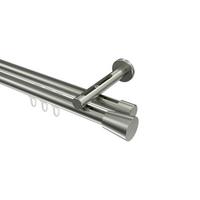 GARDINENSTANGE INNENLAUF Siteno Sitra 280 cm (geteilt in 2 x 140 cm), 2-läufig, 20 mm Ø Edelstahl-Optik - Edelstahlfarben, Metall (280cm) - INTERDECO