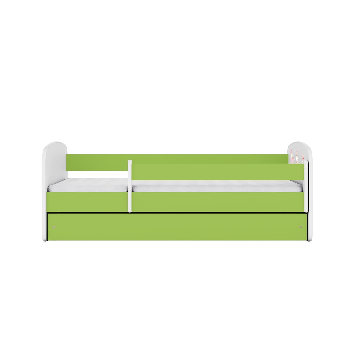 KINDERBETT Kaninchen mit Schmetterlingen mit Schublade und Matratze 160/80 - Grün, Holzwerkstoff (80/160cm) - RAUMHIRSCH FURNITURE