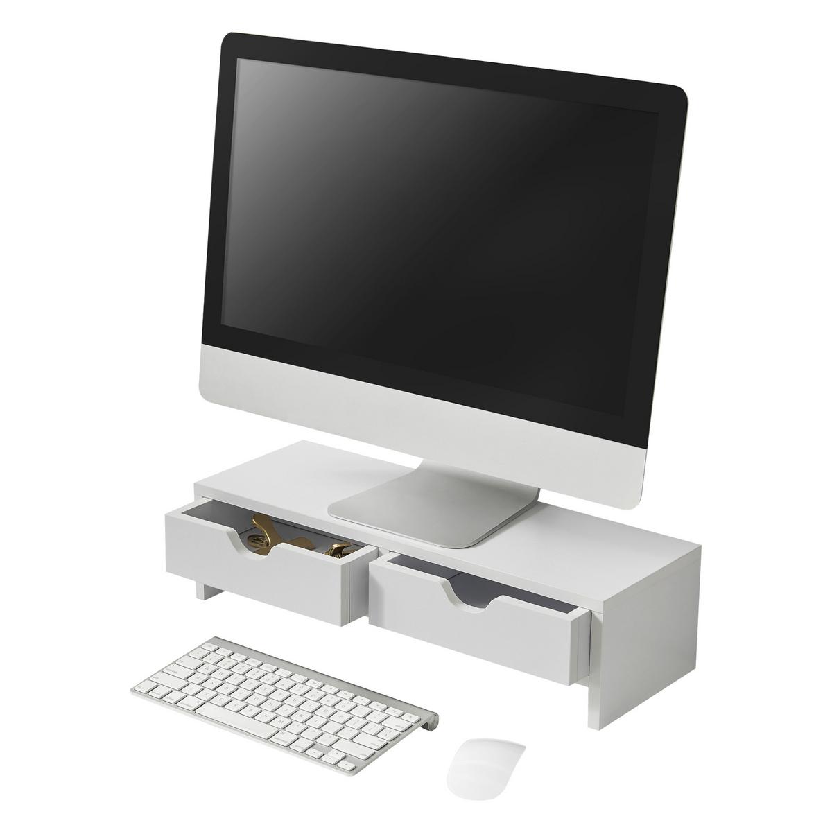 MONITORSTÄNDER Mänttä - Weiß, Holzwerkstoff (18/50/13cm) - [en.casa]