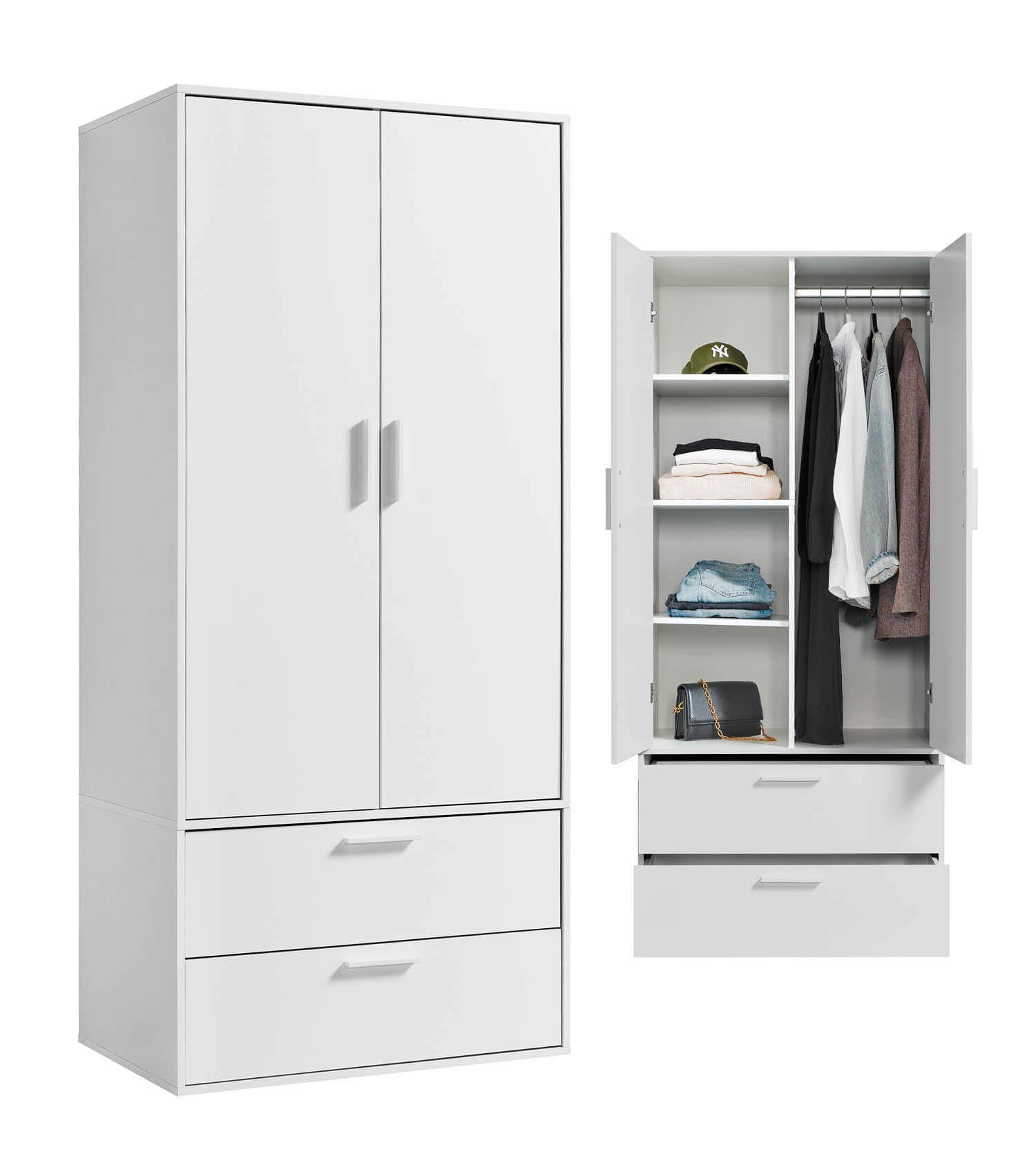KLEIDERSCHRANK Der Kleiderheld - Weiß, Holzwerkstoff (80/180/51cm) - Mokebo
