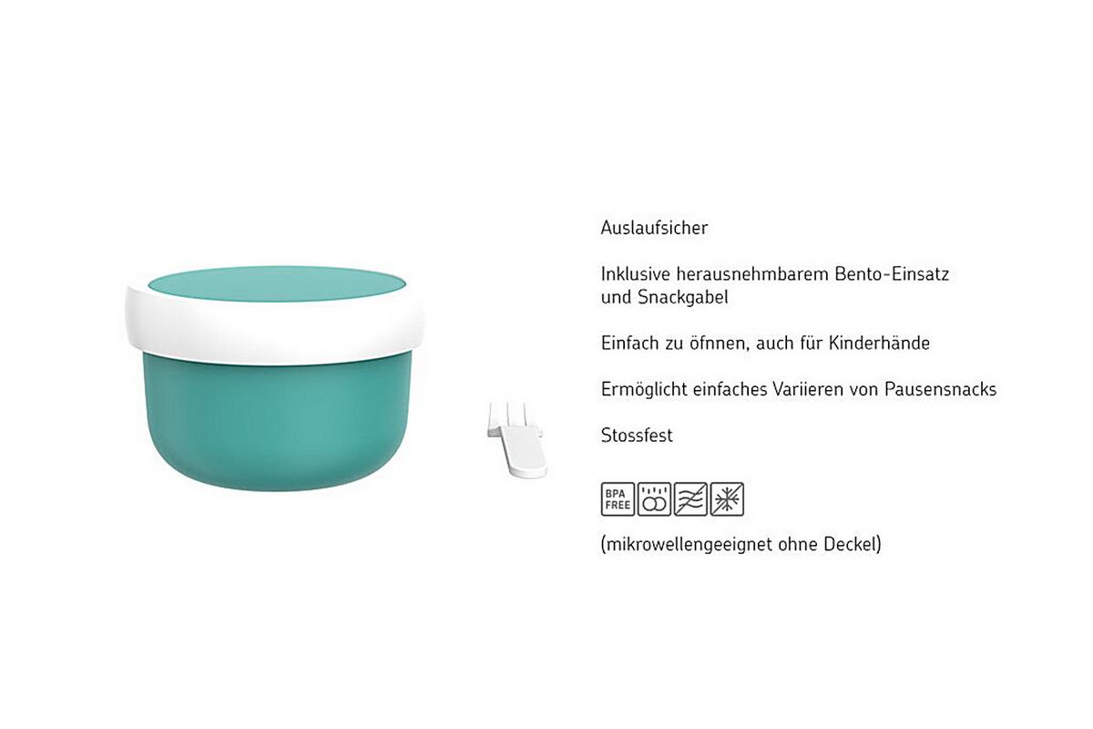 FRUCHTBOX MIT GABEL Campus Einhorn 300 ml - Multicolor, Kunststoff (6.7/10.4/6.7cm) - Mepal