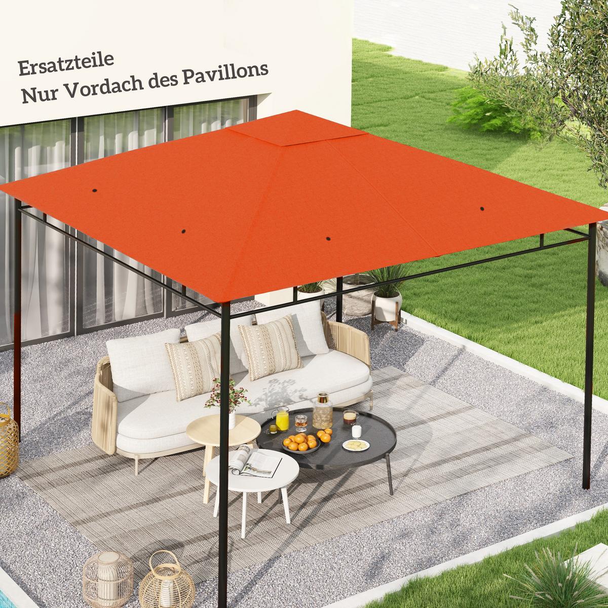PAVILLONDACH, Sonnenschutz, Orange - Orange, Kunststoff (298/1/298cm) - Outsunny