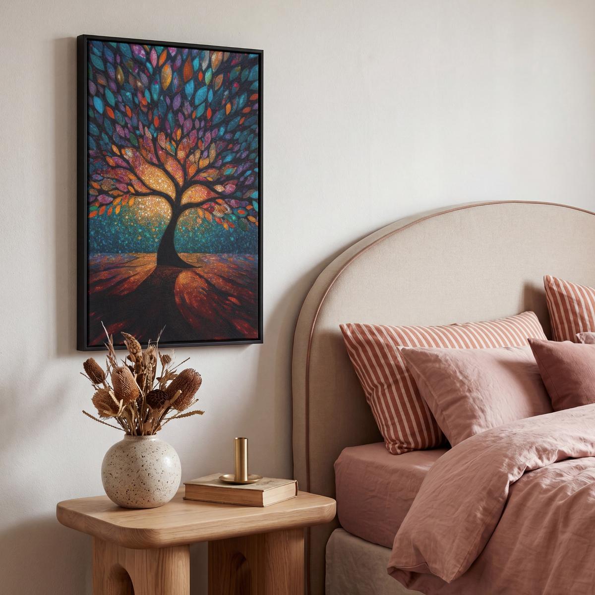 LEINWAND Bilder mit Rahmen - Mosaik - Bunt - Baum - Äste - 40x60 - Multicolor, Textil (40/60cm) - MuchoWow