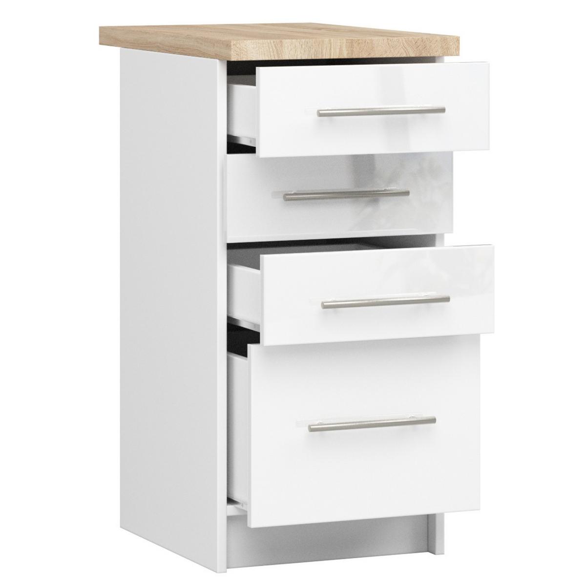 UNTERSCHRANK Weiß, Weiß Glanz 85/40/46 - Weiß Hochglanz/Weiß, Holzwerkstoff (40/85/46cm) - RAUMHIRSCH FURNITURE