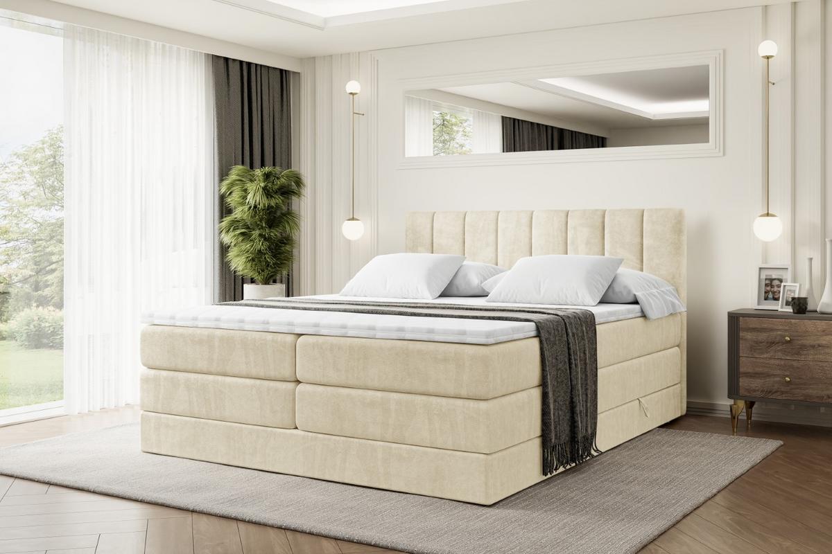 BOXSPRINGBETT OTTA KING - 140x200 - H3/H4 - Beige - Beige, Holzwerkstoff (140/200cm) - ALTDECOR