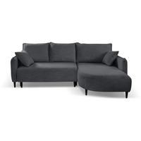 ECKSCHLAFSOFA Sycylia rechts dunkelgrau - Dunkelgrau/Schwarz, Textil (244/165cm) - Beautysofa