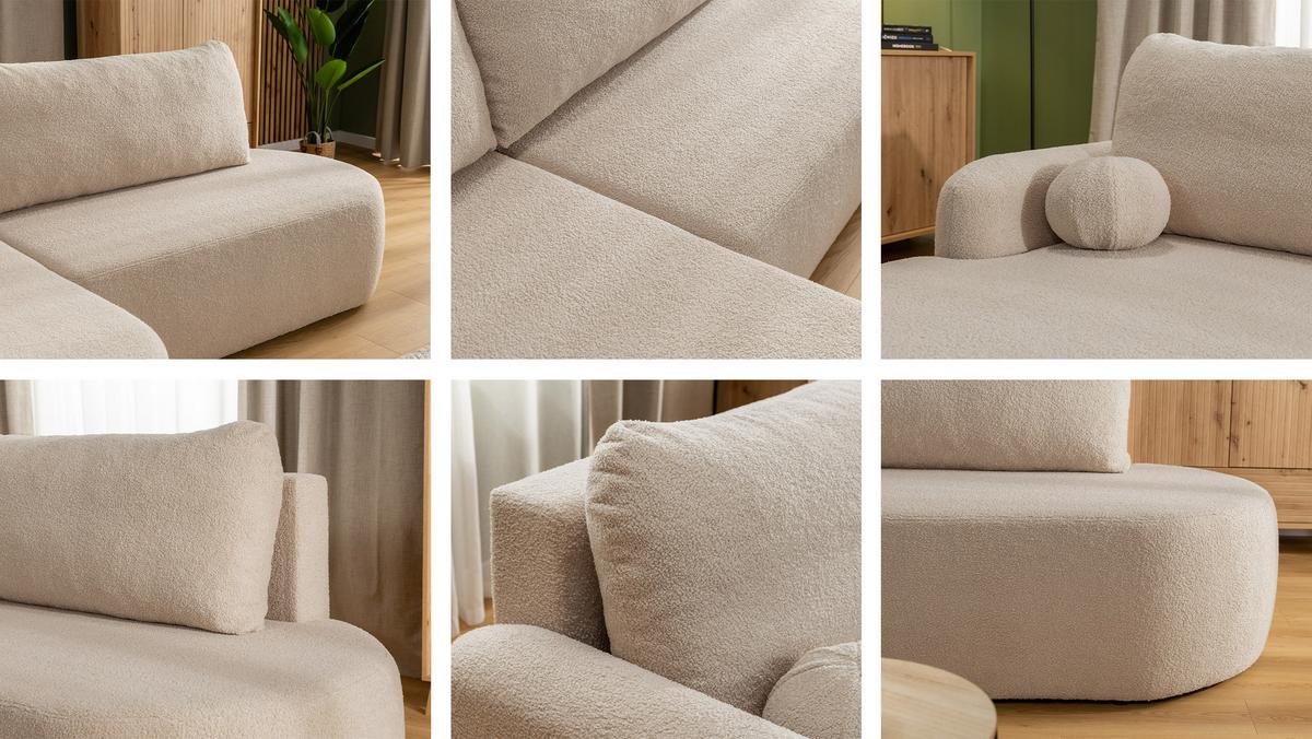 ECKSOFA Loridu O Cord, Seite: Links - Schwarz/Sahara, Holz/Kunststoff (274/174cm) - MIRJAN24
