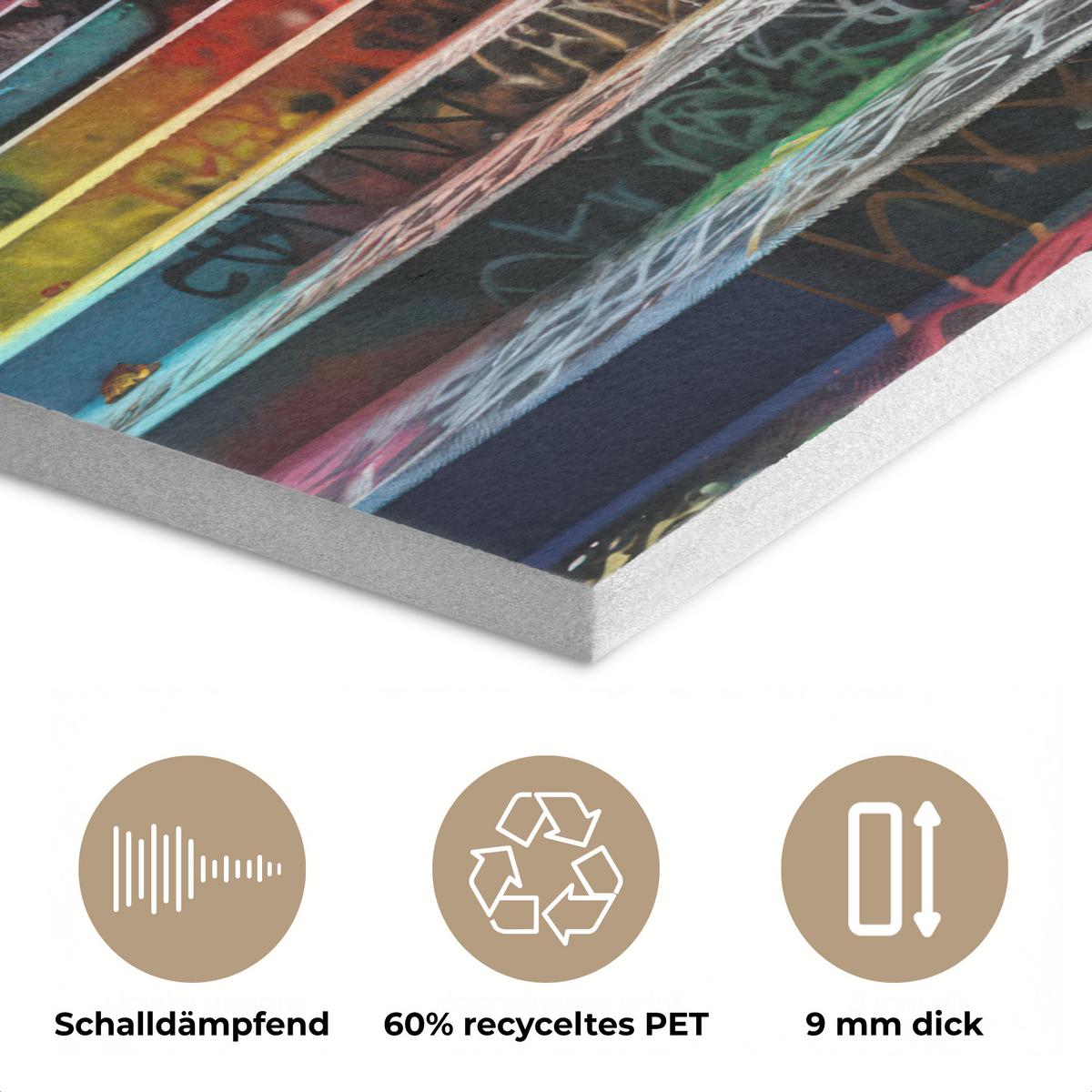 AKUSTIKBILD Treppe - Graffiti - Farben - Kunst Akustikpaneele 80x80 cm - Multicolor, Kunststoff (80/80/0.9cm) - MuchoWow