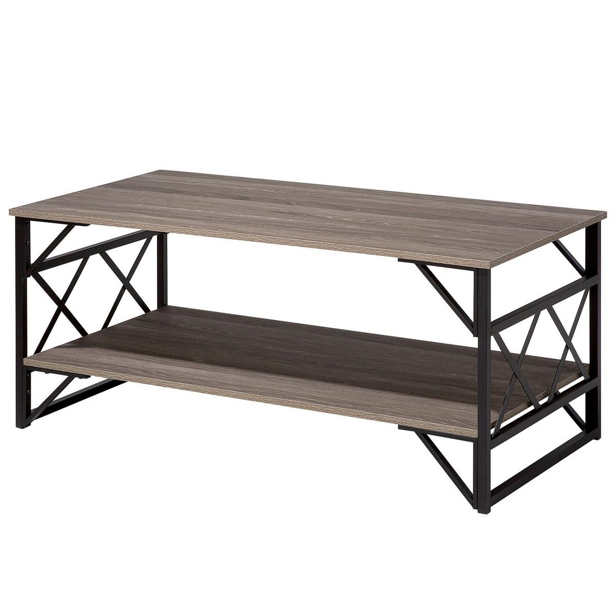 COUCHTISCH Holzoptik taupe rechteckig Bolton - Taupe/Schwarz, Holzwerkstoff (61/120/51cm) - Beliani