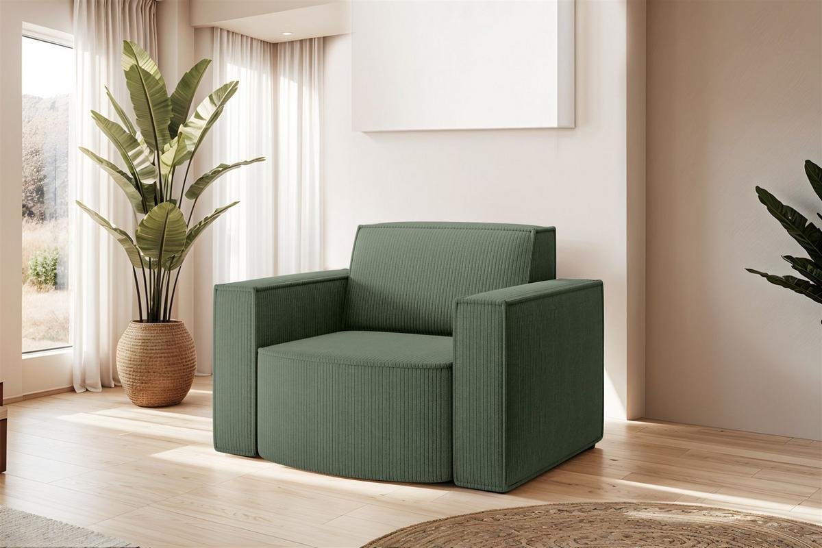 SOFASET Palma In Scala - Grün, Holzwerkstoff/Textil (236/78/165cm) - Fun Möbel