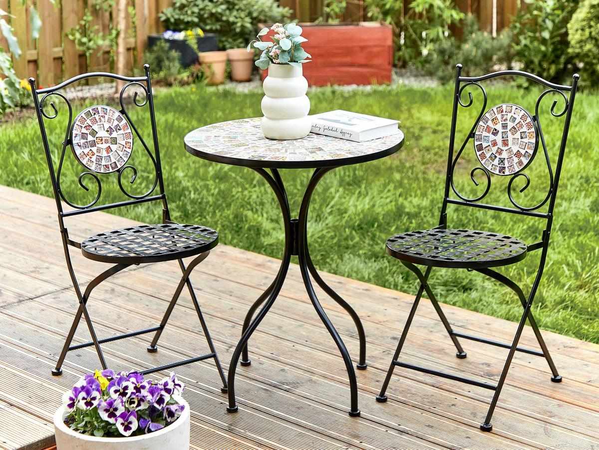 GARTENTISCH Schwarz Casario - Multicolor/Schwarz, Metall (60/60/74cm) - Beliani