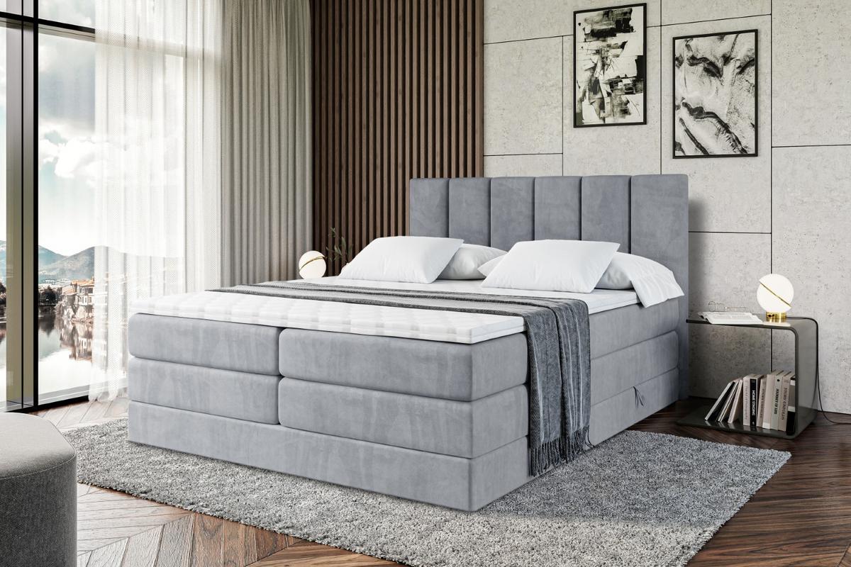 BOXSPRINGBETT BOXI1 KING - 200x200 - H3/H4 - Grau - Grau, Holzwerkstoff (200/200cm) - ALTDECOR