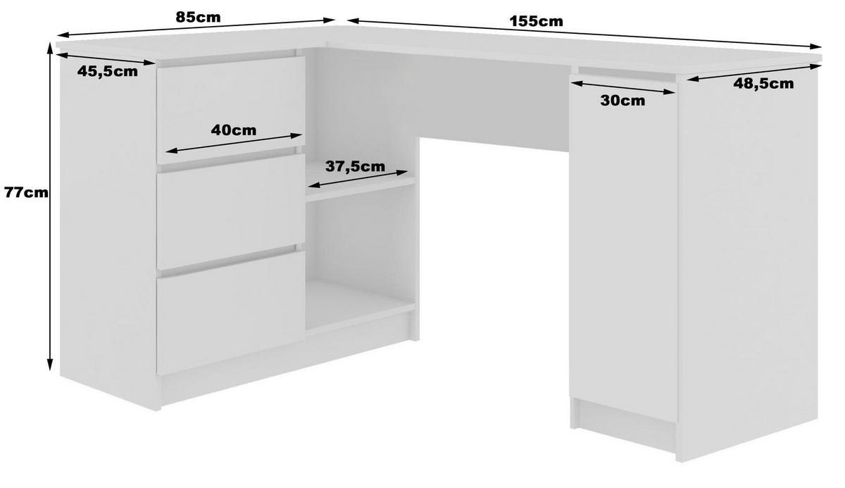 SCHREIBTISCH Eiche Sonoma, Weiß 77/155/85 - Weiß, Holzwerkstoff (124/85/77cm) - RAUMHIRSCH FURNITURE