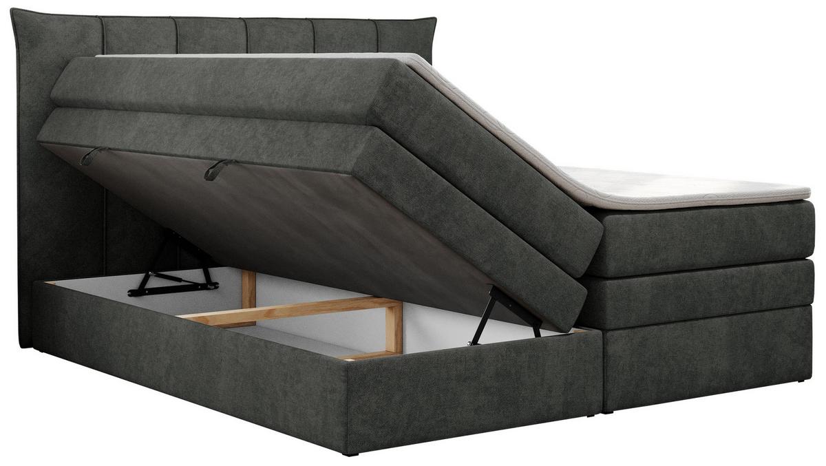 BOXSPRINGBETT PREMIUM 10 KING 200/200 Dunkelgrau Struktur - H3 - Dunkelgrau, Holz/Textil (200/200cm) - MKS