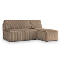 ECKSOFA BRISO T Beige Kordstoff mit Schlaffunktion - Beige/Grau, Holz/Kunststoff (200/140cm) - MASSENO
