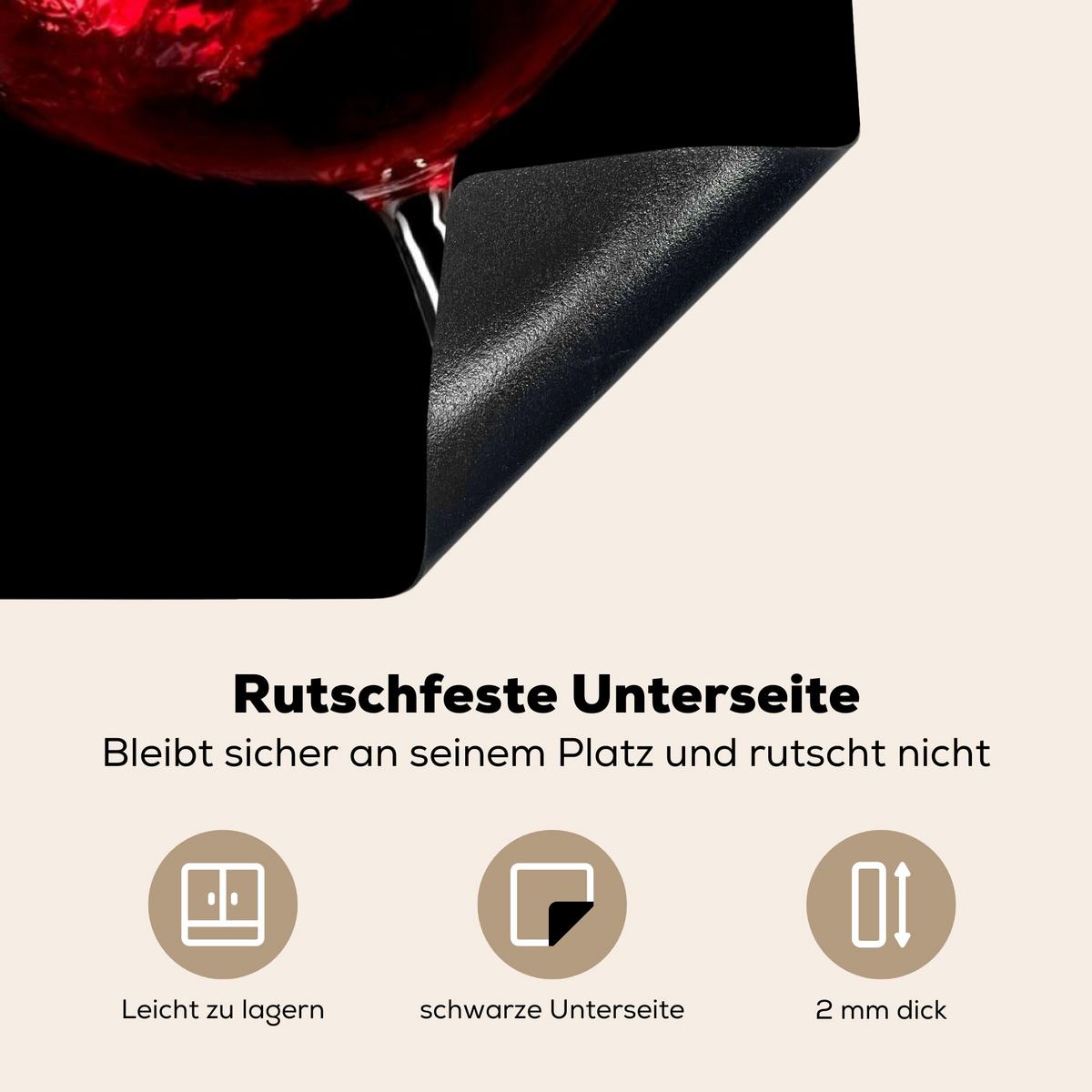 HERDABDECKPLATTE Rotwein - Weißwein - Glas - Schwarz Induktionsmatte 78x78 cm - Weinrot, Kunststoff (78/78/0.2cm) - MuchoWow