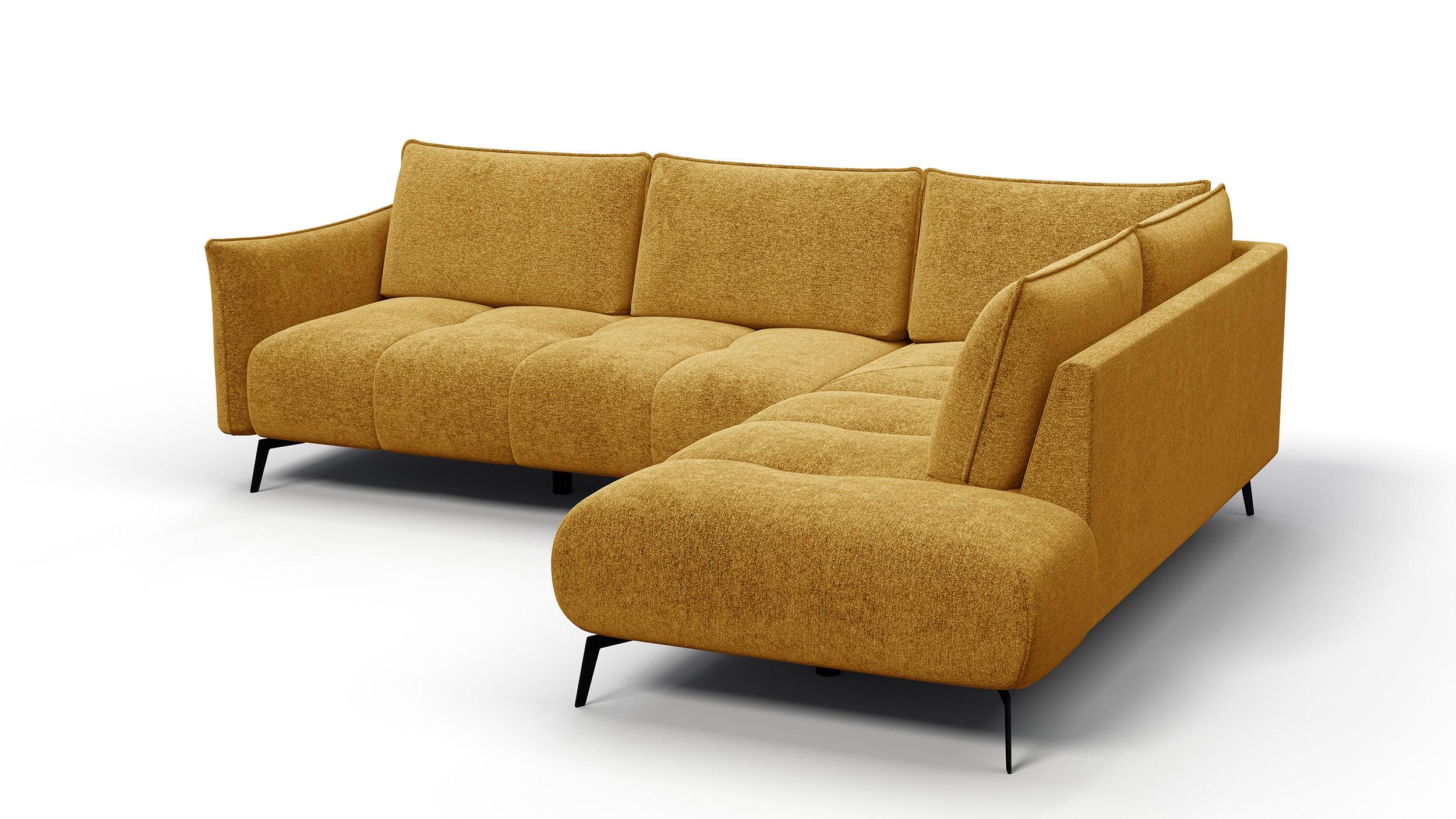 ECKSOFA AERA 5-Sitzer rechts, gelb - Gelb/Schwarz, Holz/Textil (268/206cm) - Wozimo
